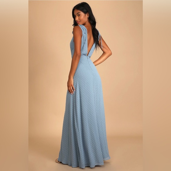 Lulu’s Romantic Possibilities Slate Blue Swiss Dot
Maxi Dress - Picture 2 of 4